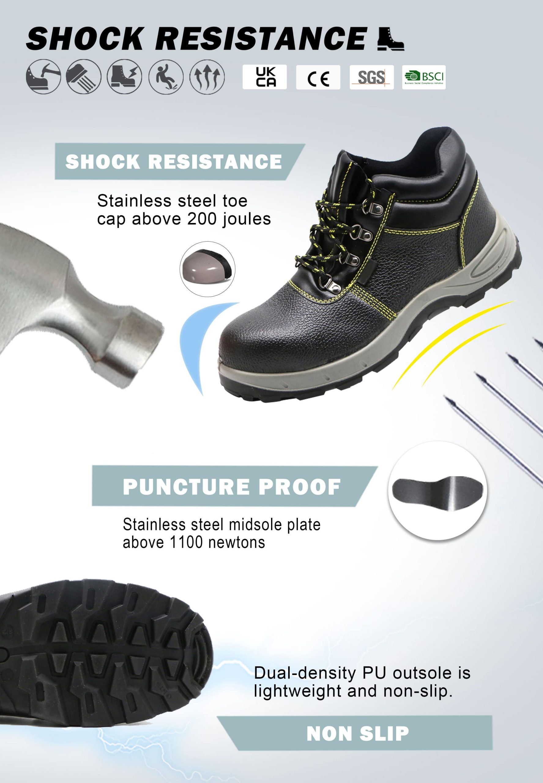 PU Dual Density Leather Safety Shoes | ENTE SAFETY