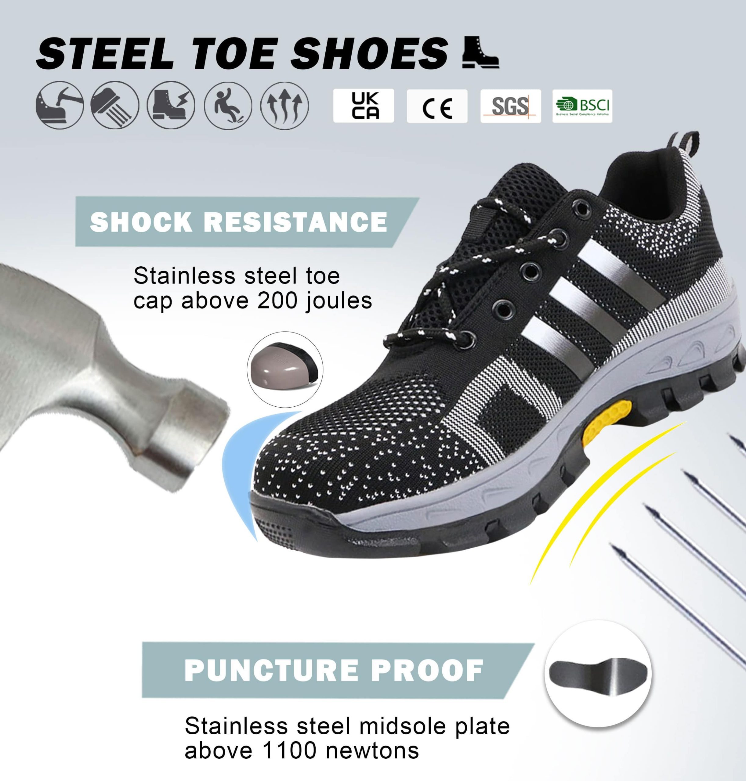 Anti-Vibration Flying Knit Shoes | Stainless Steel Midsole 