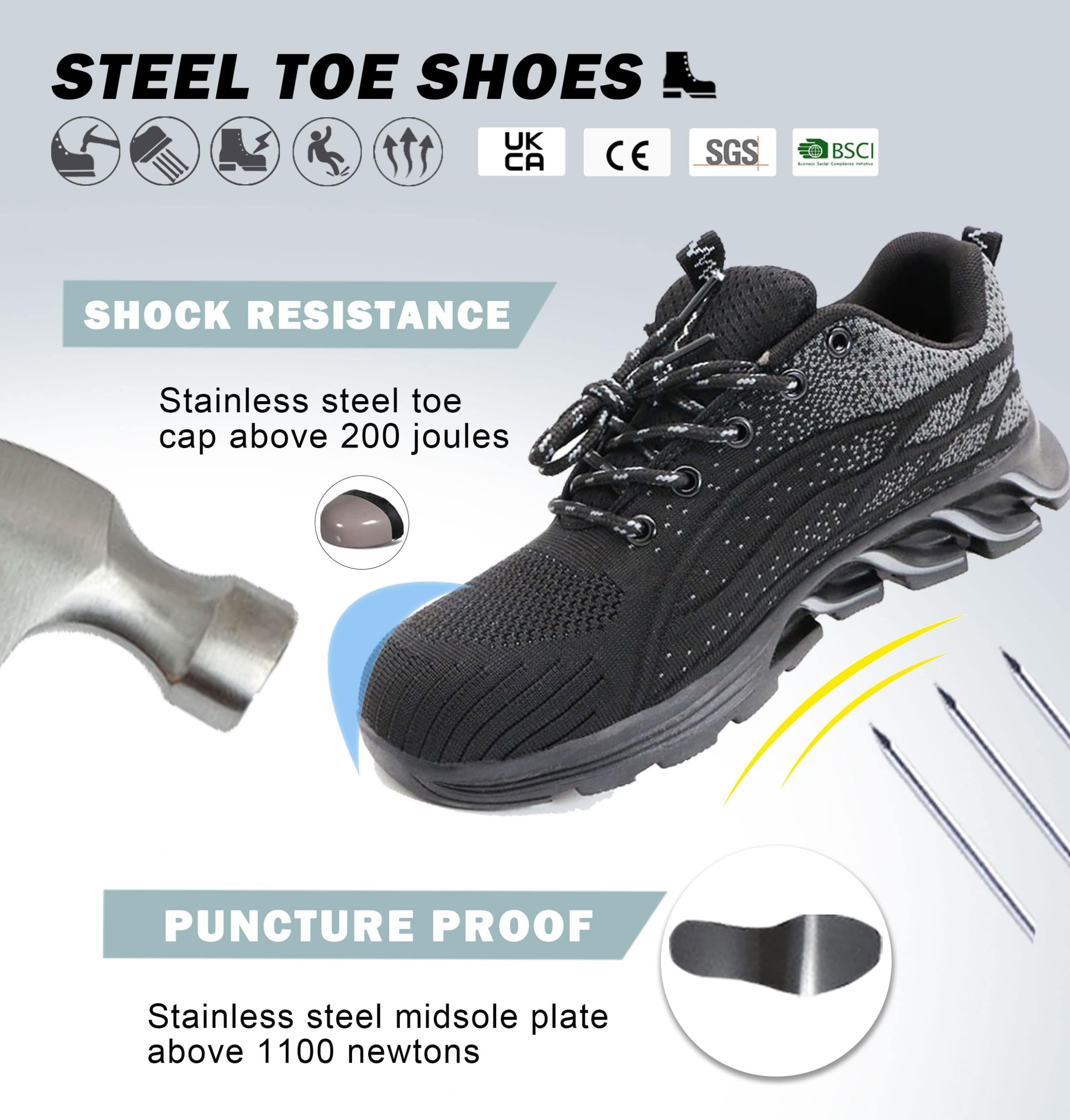 Anti-Vibration Sports Shoes Black