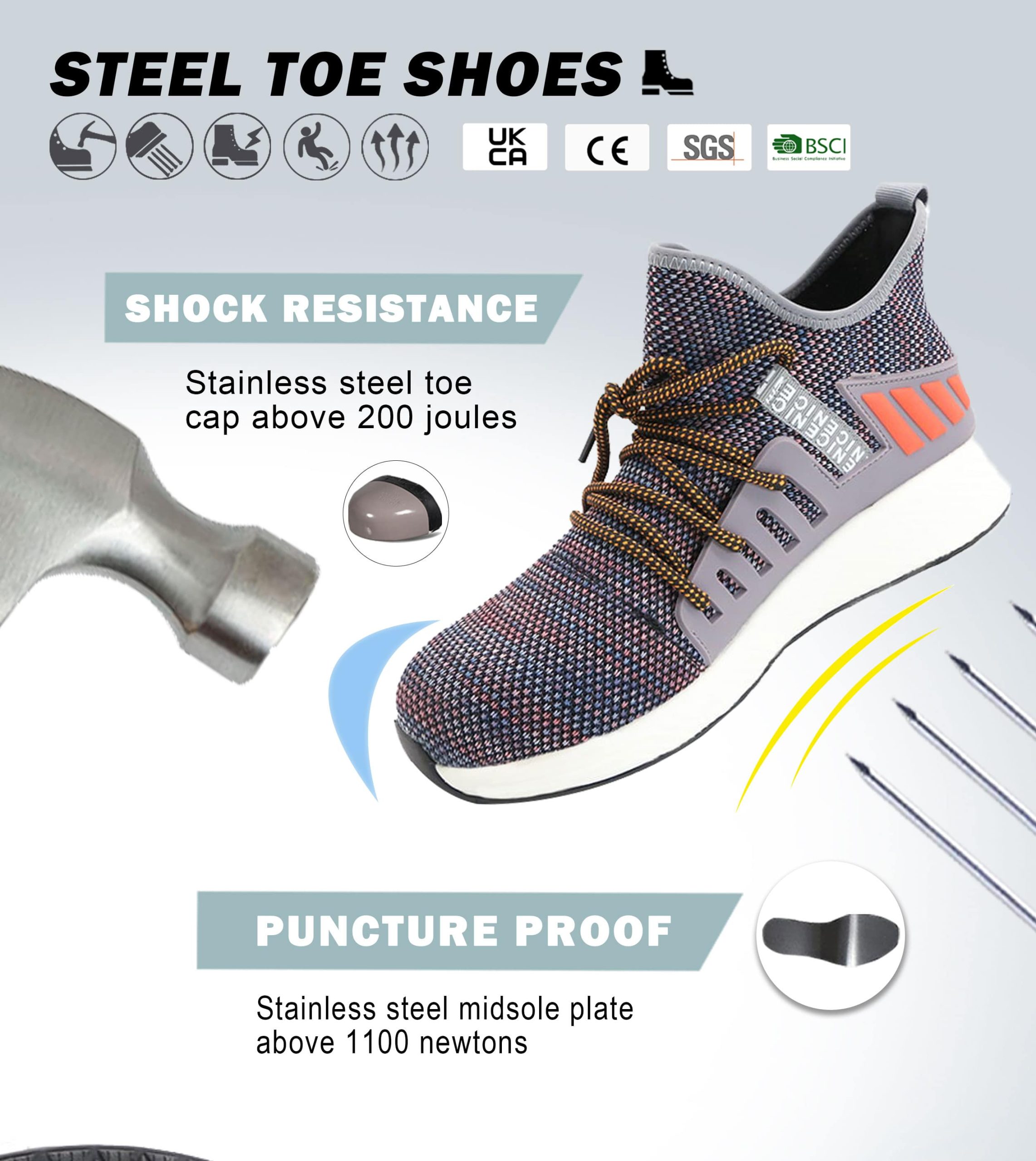  Women's Flying Knit Safety Shoes Anti Shock | EnteSafety