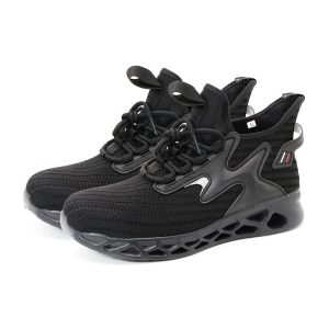 Black Elastic Work Shoes Men