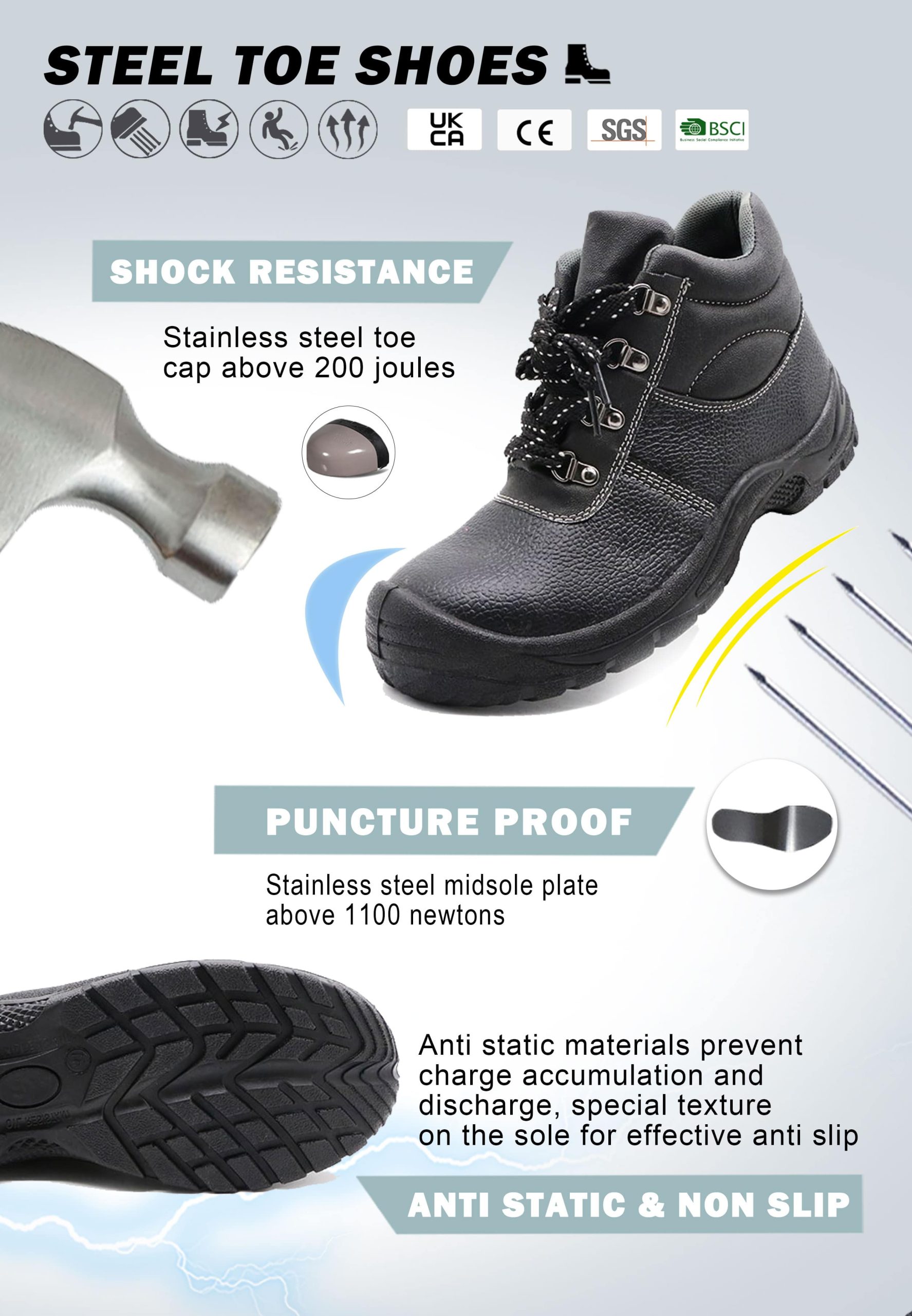 Slip Resistant Leather Safety Shoes | ENTE SAFETY